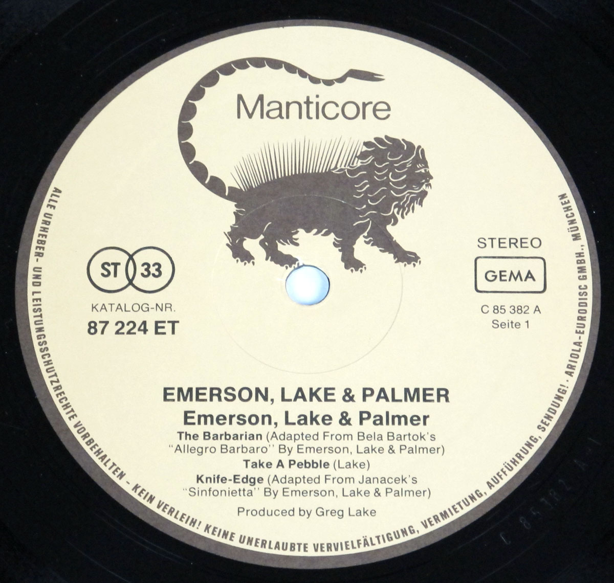 High Resolution Photo elp emerson lake palmer self-titled germany 